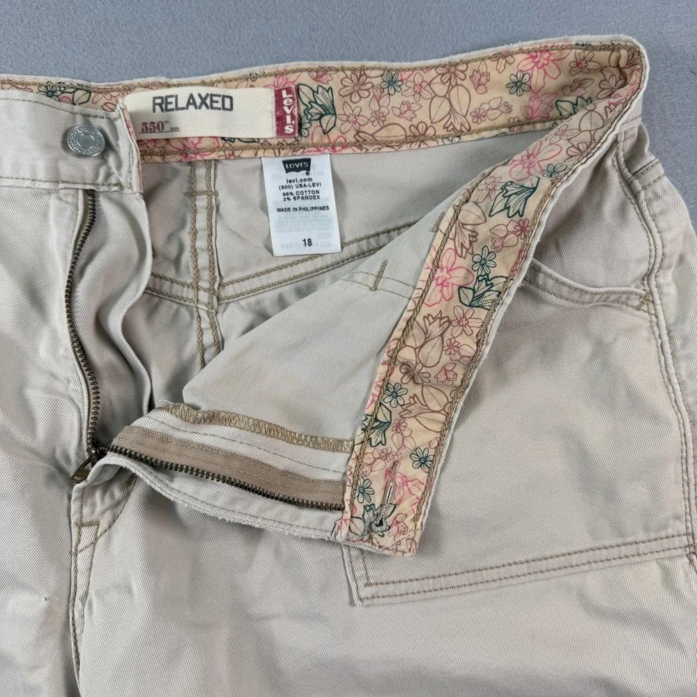 Levi's 550 Chino Shorts Mens 18 Khaki Beige‎ Relaxed Fit Twill Cotton Stretch